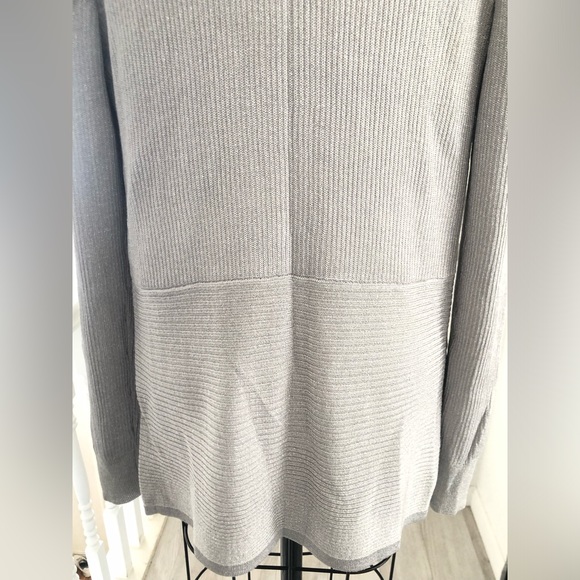 White House Black market silver metallic long sleeve cardigan. - Picture 8 of 14